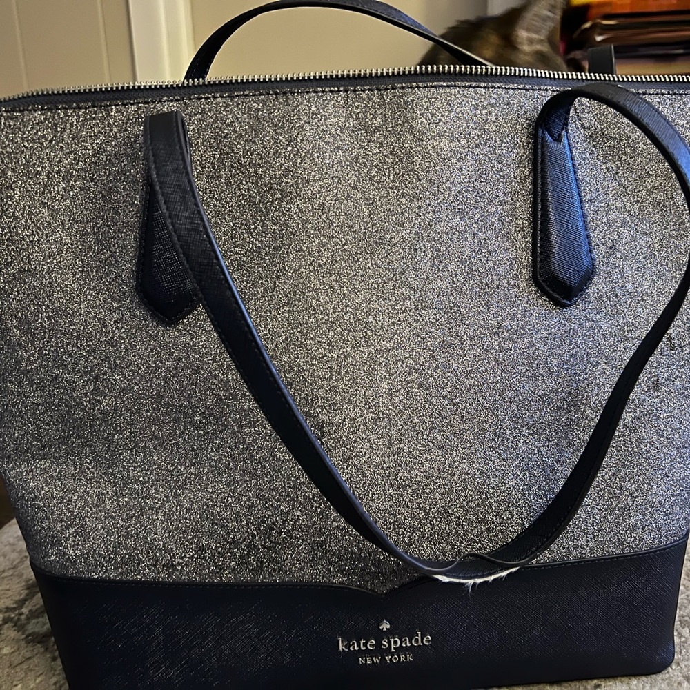 Kate Spade New York Lola Glitter Tote Navy glitter